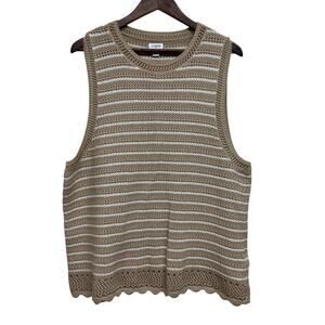 J.Crew Factory Crochet Striped Sweater Tank Top Beige 2X NWT